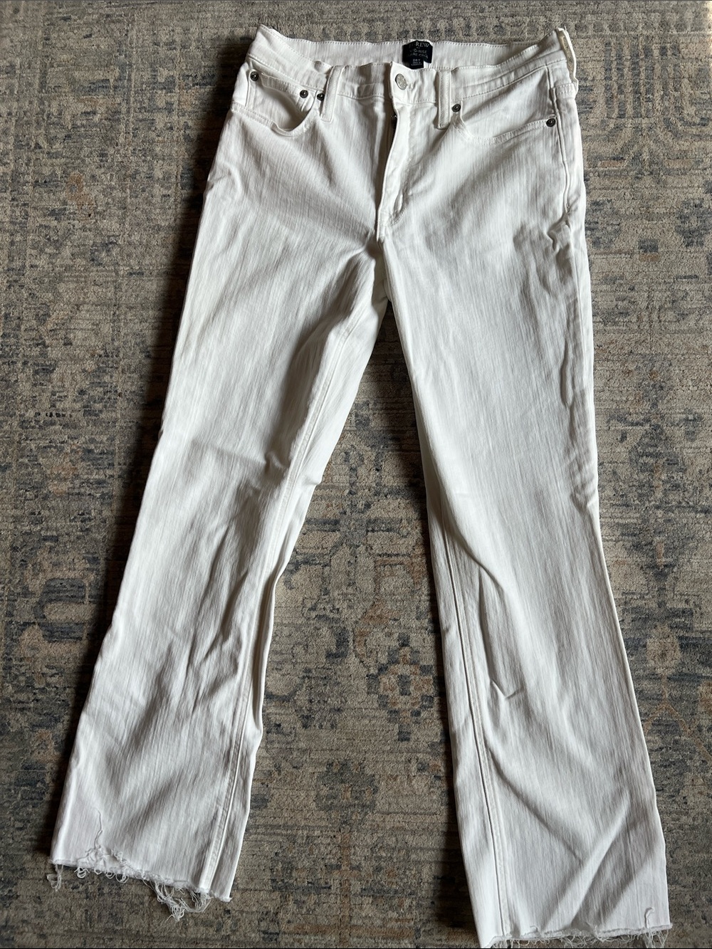 J. Crew White Mid-Rise Flare Crop Jeans